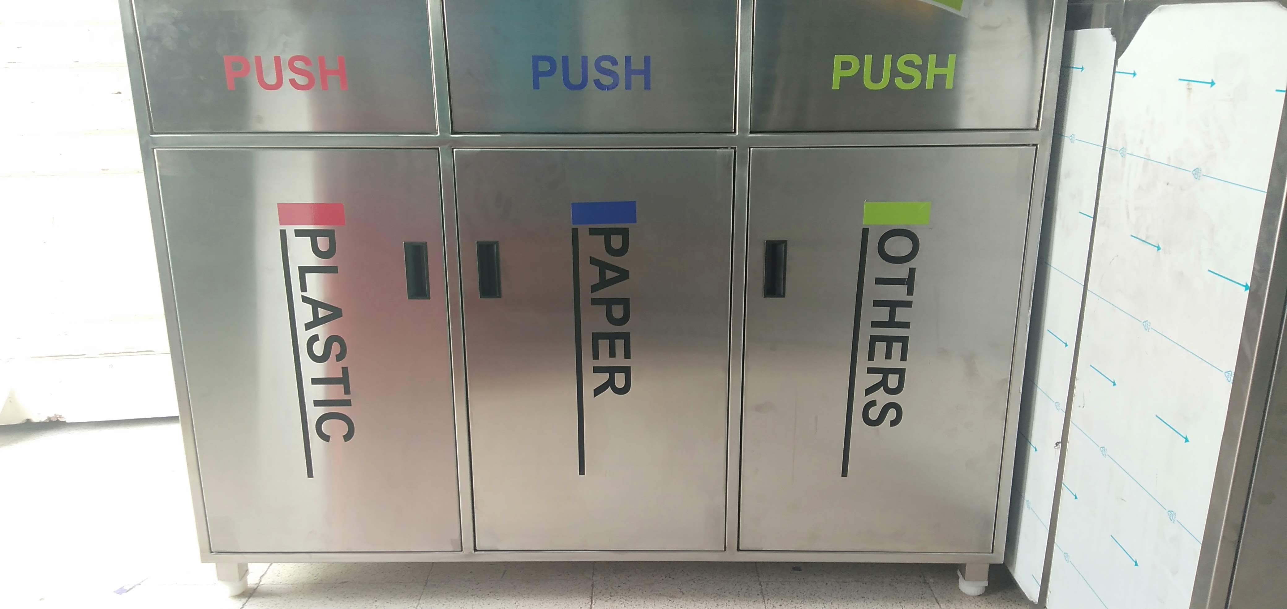 S Steel 3in1 Push Bin